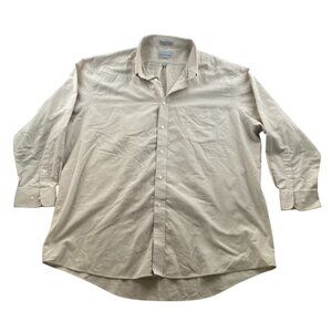 David Taylor Men Dress Shirt Size 2XL 18 Neck Long Sleeve Cream Button Up Casual